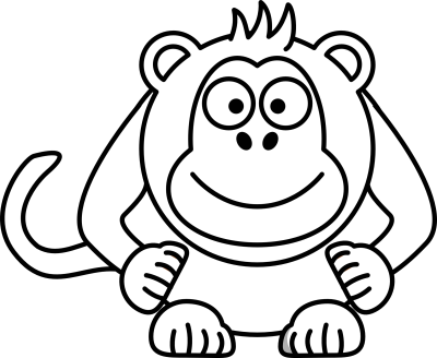 Cartoon Monkey, Humorous Ape, Whimsical Simian, Playful Character, Animated Primate Drawing