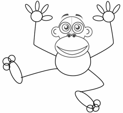 Cartoon Monkey, Animated Primate, Playful Character, Whimsical Creature, Colorful Design Drawing