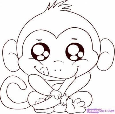 Cartoon Monkey, Colorful Chimp, Animated Primate, Playful Simian, Whimsical Ape Drawing