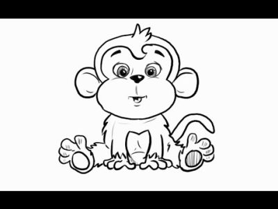 Cartoon Monkey, Colorful Chimp, Animated Primate, Playful Simian, Whimsical Ape Drawing