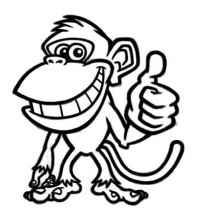 Cartoon Monkey, Whimsical Ape, Colorful Simian, Animated Primate, Playful Chimp Drawing