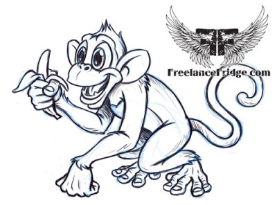 Cartoon Monkey, Playful Simian, Colorful Chimpanzee, Whimsical Ape, Animated Primate Drawing