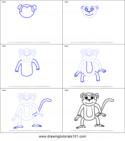 Cartoon Monkey, Humorous Ape, Whimsical Simian, Playful Character, Animated Primate Drawing