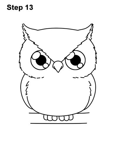 Cartoon Owl, Playful Night, Cute Design, Animated Character, Whimsical Bird Drawing