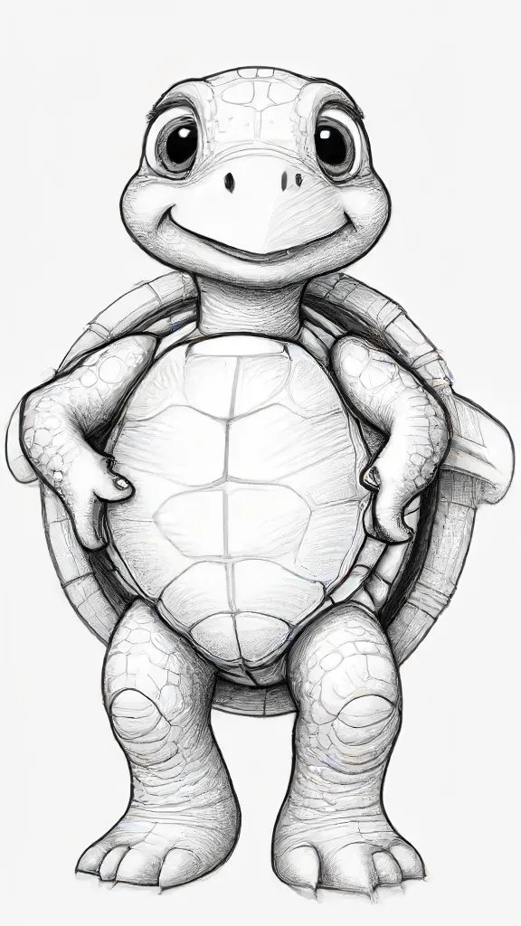 Cartoon Turtle Drawing Sketch Photo