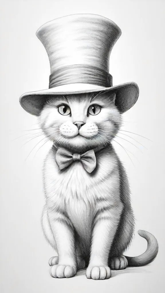 Cat In The Hat Drawing Sketch Image
