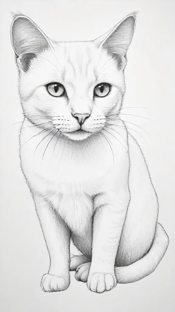 Cat Outline Drawing Art Sketch Image