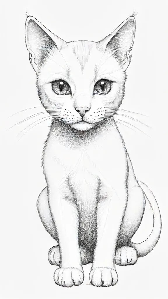 Cat Outline Drawing Sketch Image