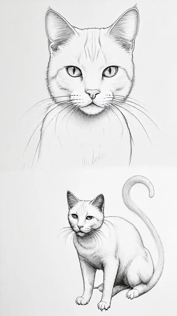 Cat Outline Drawing Sketch Photo