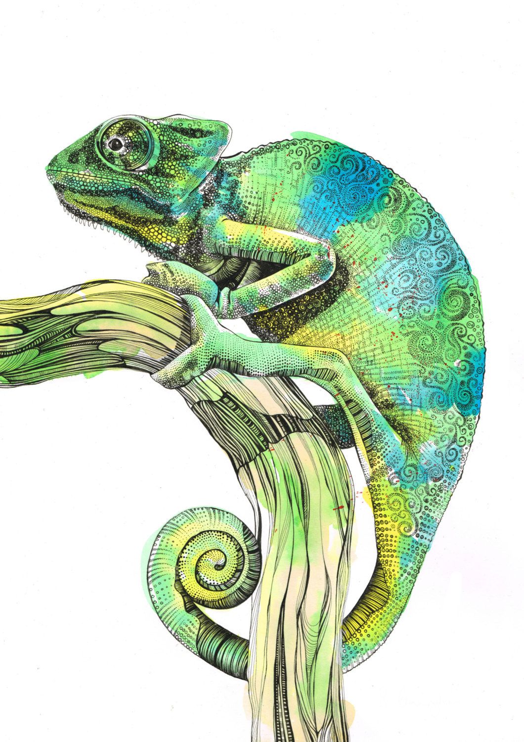 Chameleon Drawing Intricate Artwork