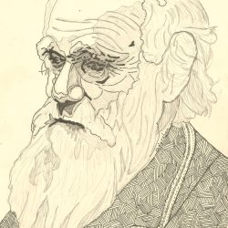 Charles Darwin Drawing Intricate Artwork