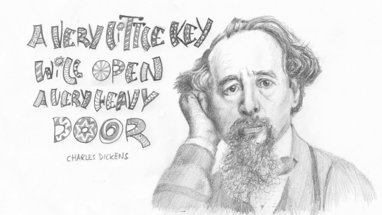Charles Dickens Drawing Detailed Sketch