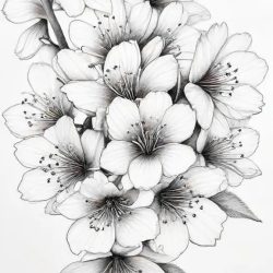 Cherry Blossom Drawing Art Sketch Image