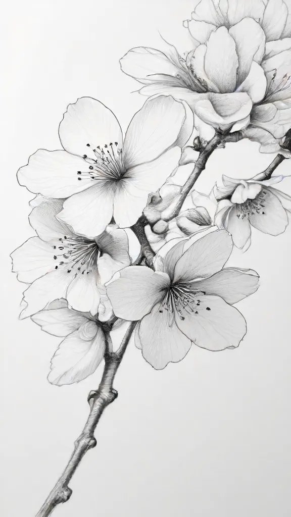Cherry Blossom Drawing Sketch Image