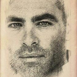 Chris Pine Drawing Detailed Sketch