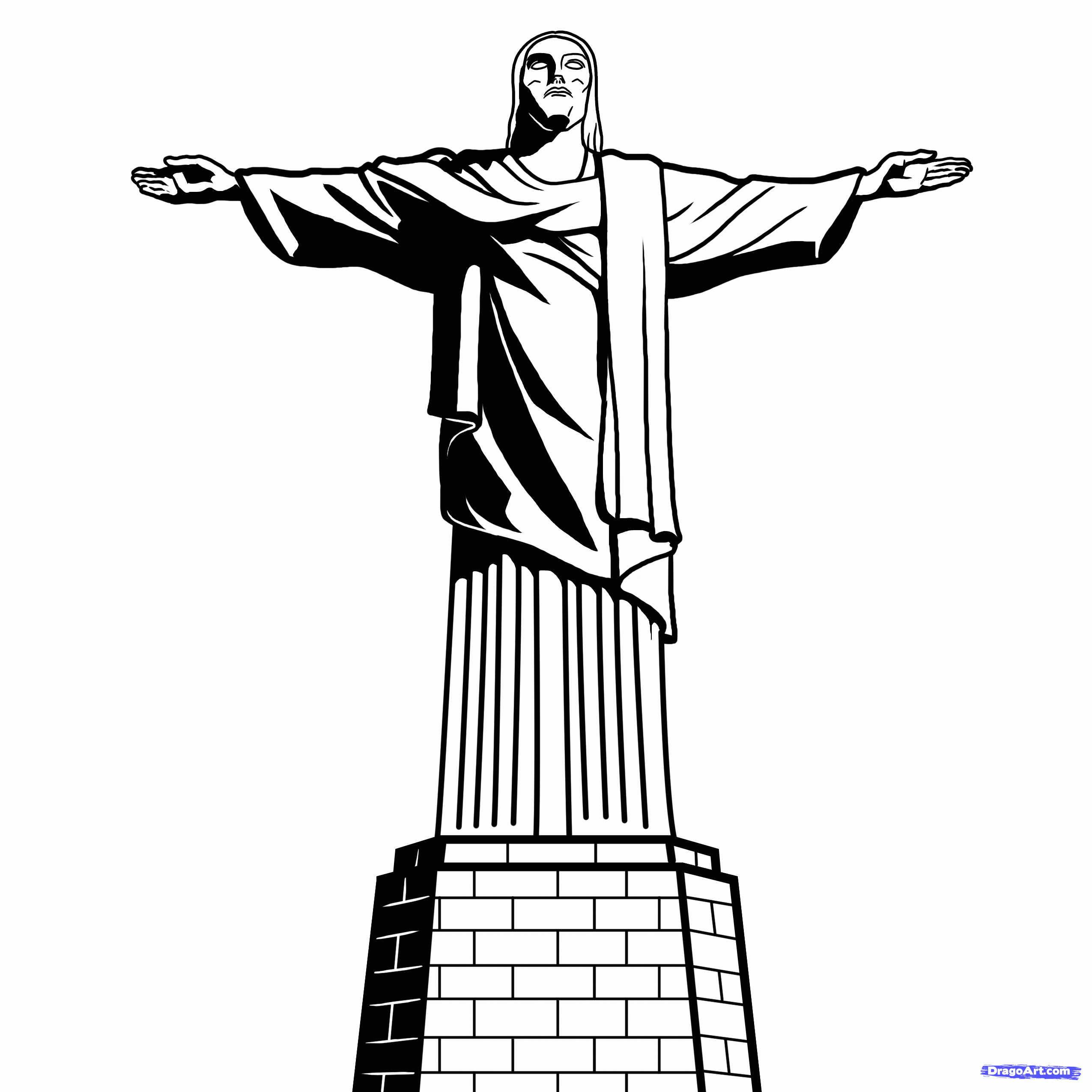 Christ The Redeemer Drawing Detailed Sketch