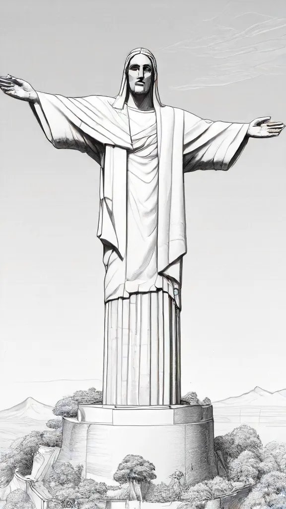 Christ The Redeemer Drawing Easy Sketch
