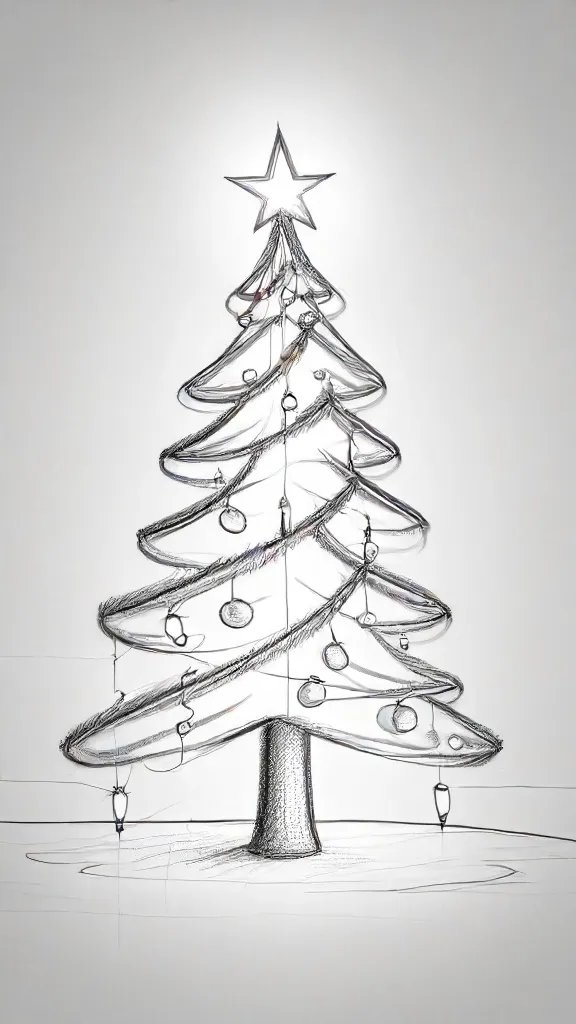 Christmas Light Drawing Art Sketch Image