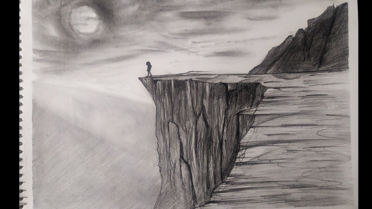 Cliff Drawing Realistic Sketch