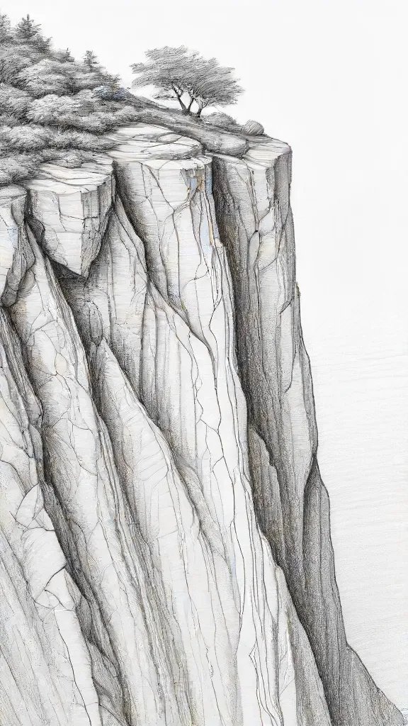Cliff Drawing Sketch Photo