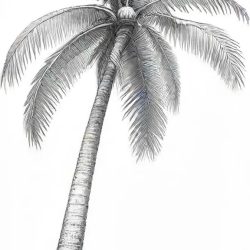 Coconut Tree Drawing Sketch Photo