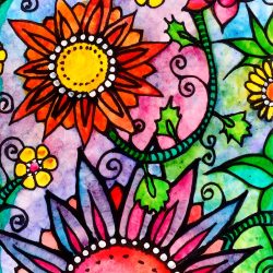 Colorful Flowers Drawing Hand drawn