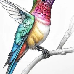 Colorful Hummingbird Drawing Art Sketch Image