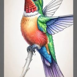 Colorful Hummingbird Drawing Easy Sketch