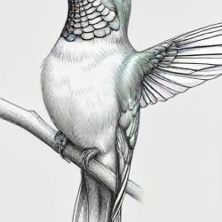 Colorful Hummingbird Drawing Sketch Image