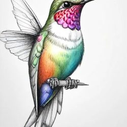 Colorful Hummingbird Drawing Sketch Photo