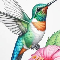 Colorful Hummingbird Drawing Sketch Picture