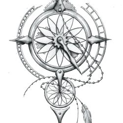 Compass Drawing Detailed Sketch