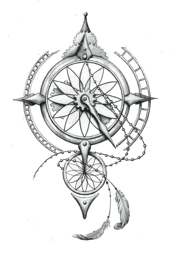 Compass Drawing Detailed Sketch