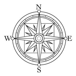 Compass Rose Drawing Realistic Sketch