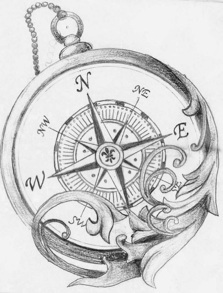 Compass Tattoo Drawing Creative Style