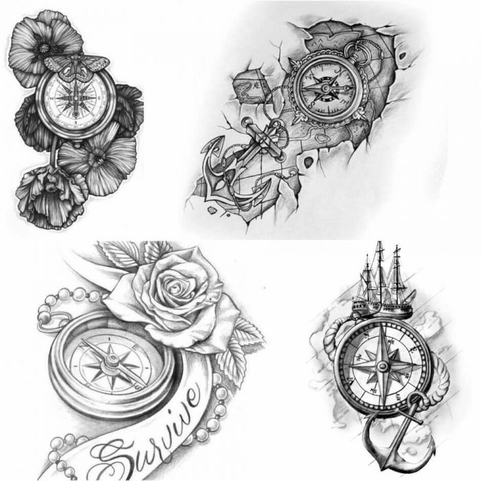 Compass Tattoo Drawing Intricate Artwork