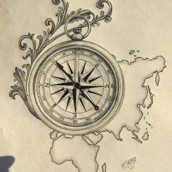 Compass Tattoo Drawing Modern Sketch