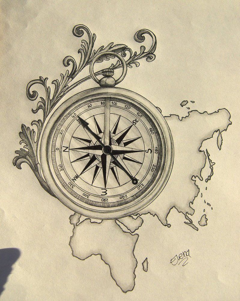 Compass Tattoo Drawing Modern Sketch