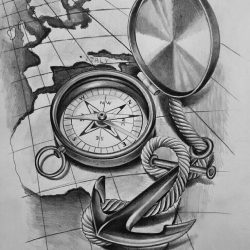 Compass Tattoo Drawing Stunning Sketch