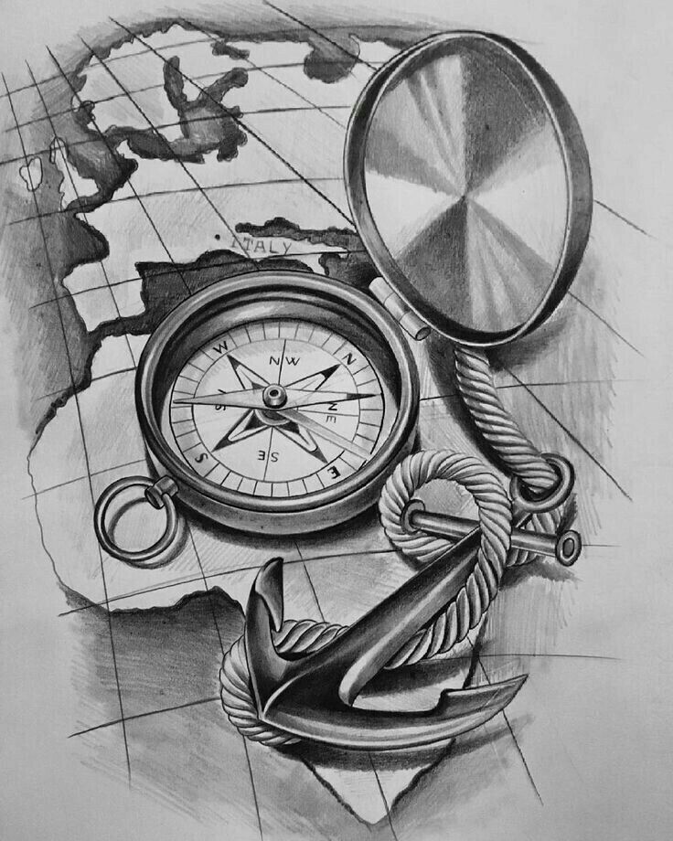 Compass Tattoo Drawing Stunning Sketch