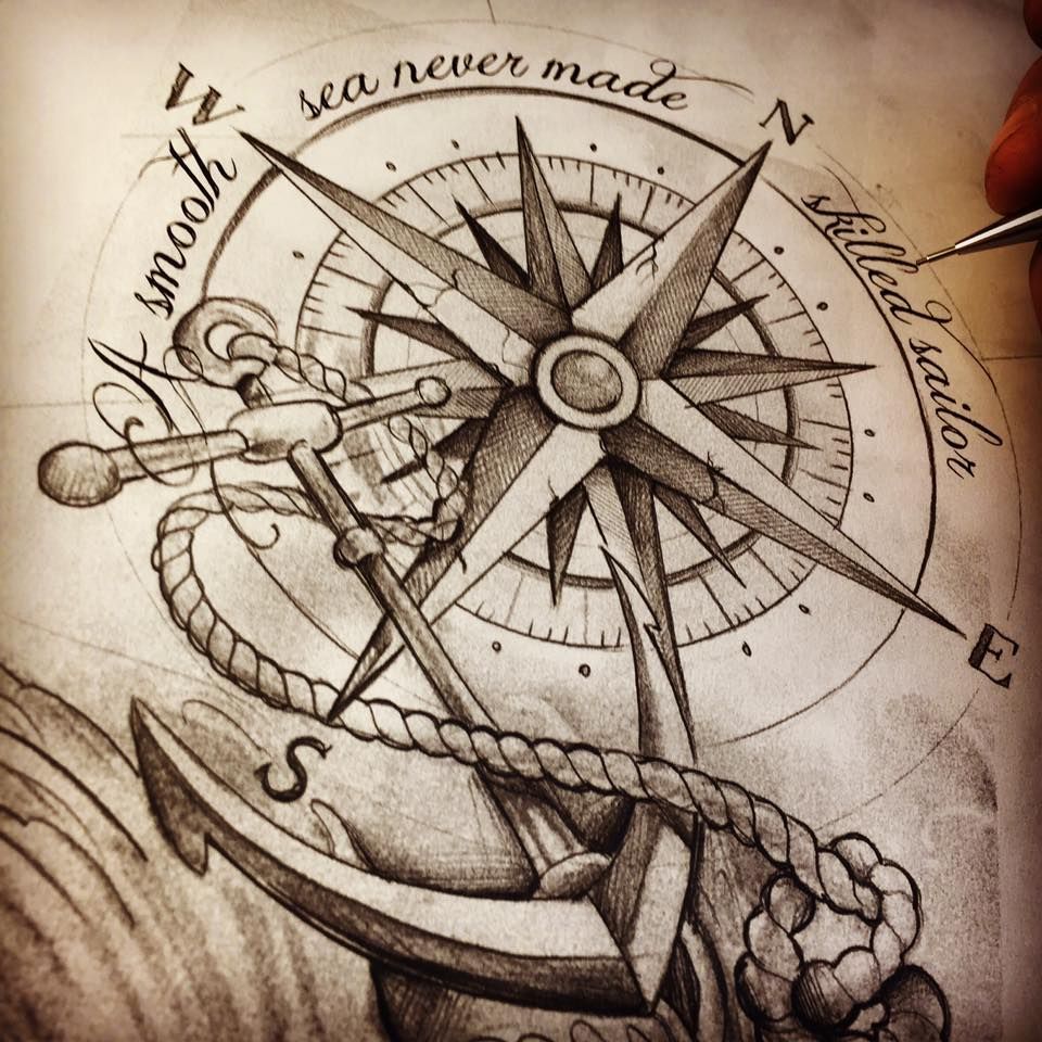 Compass Tattoo Drawing