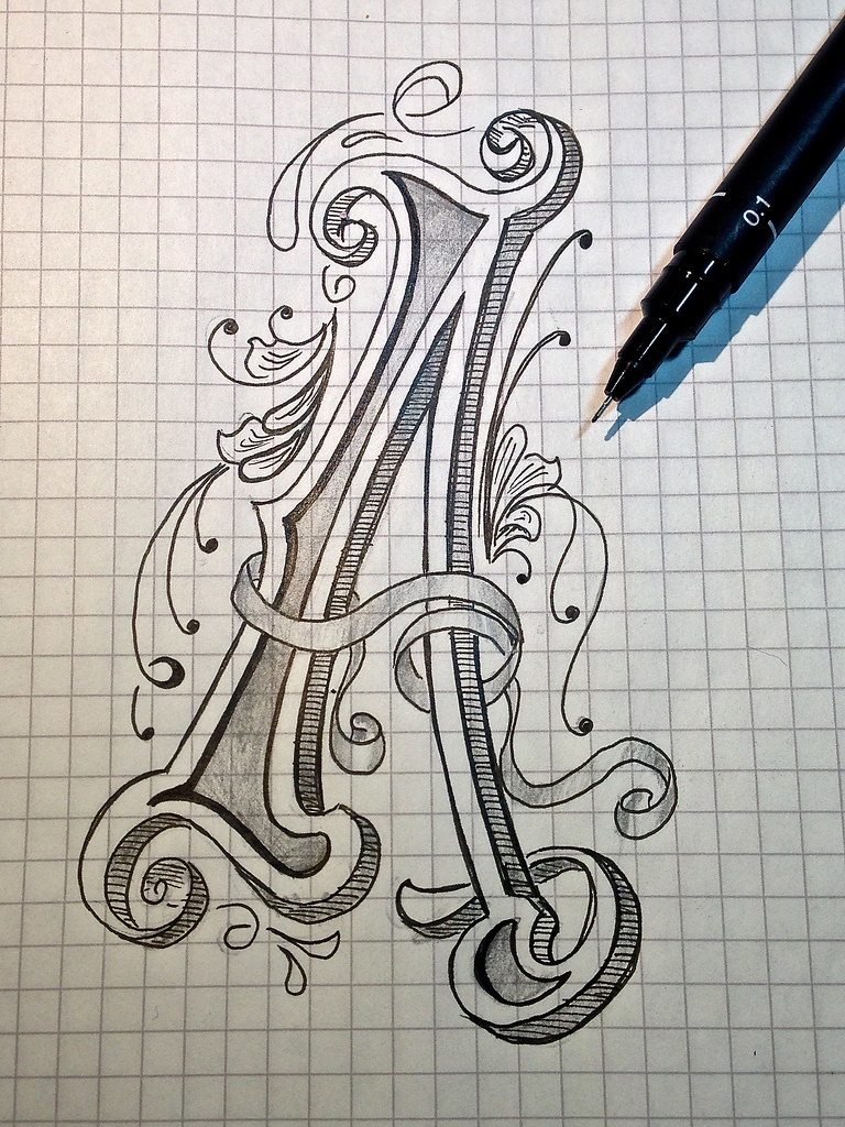 Cool Letters Drawing Hand drawn Sketch