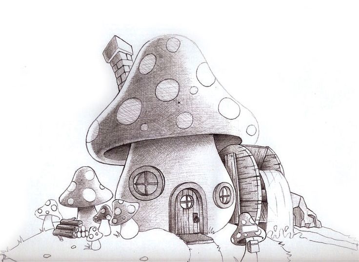Cool Mushroom Drawing Realistic Sketch