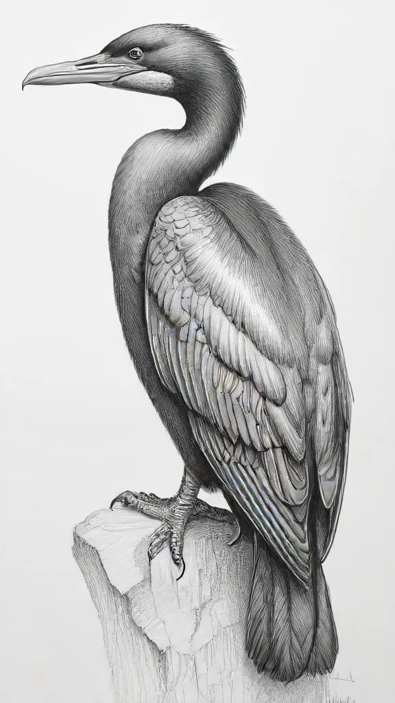 Cormorant Bird Drawing Art Sketch Image