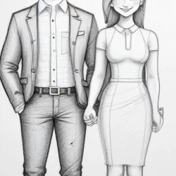 Couple Cartoon Drawing Art Sketch Image