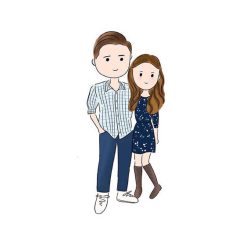 Couple Cartoon Drawing Hand drawn