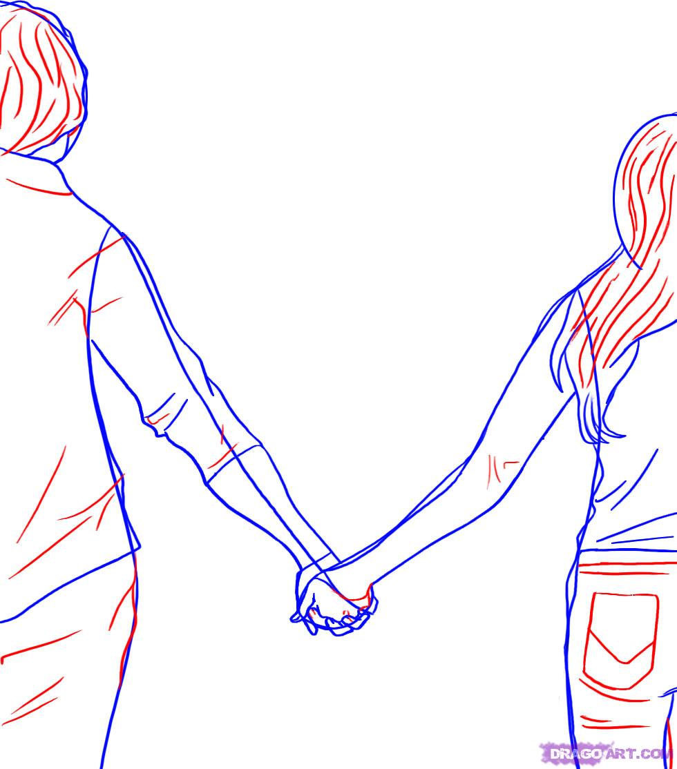 Couples Holding Hands Drawing Stunning Sketch