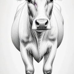 Cow Simple Drawing Art Sketch Image