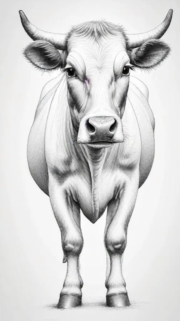 Cow Simple Drawing Art Sketch Image