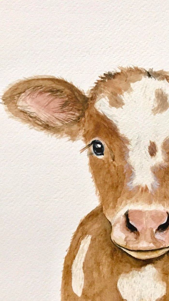 Cow Simple Drawing Hand drawn